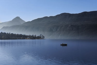 Scenic view of lake against clear sky