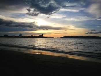 Scenic view of sea against sky during sunset