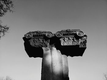 Low angle view of statue against clear sky