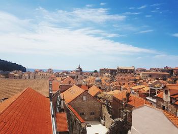 High angle view of townscape against sky