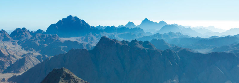 Panoramic view of snowcapped mountains against sky