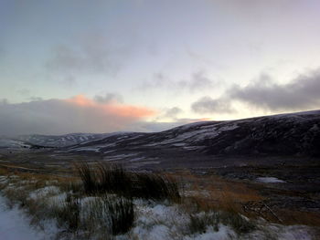 Scenic view of landscape against sky during sunset