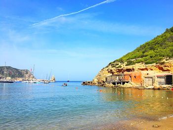 View of sea against blue sky