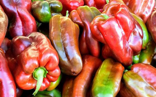 Full frame shot of bell peppers for sale in market