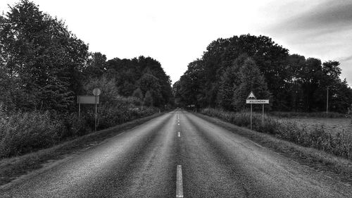 Empty road along trees