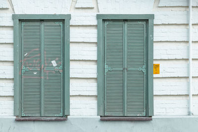 Closed door of building