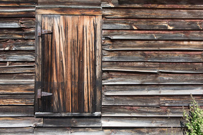 Close-up of closed wooden door