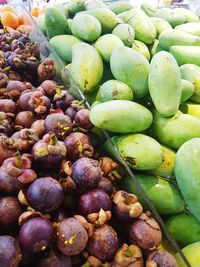 High angle view of fruits for sale at market stall