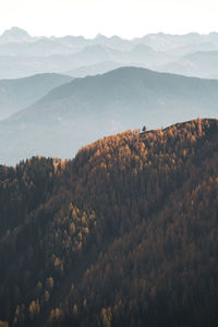 High angle view of mountains against sky