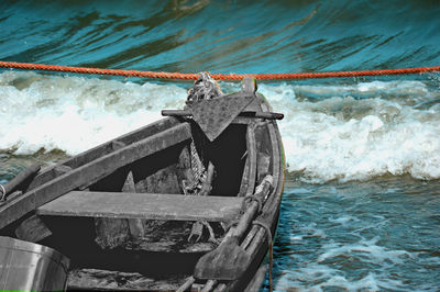 Close-up of the fishing boat in the sea