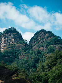 Scenic view of mountains against cloudy sky