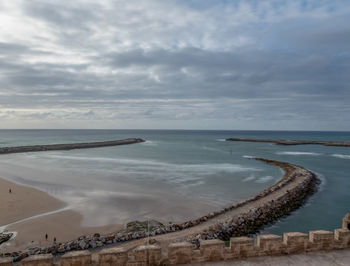 Scenic view of sea against cloudy sky