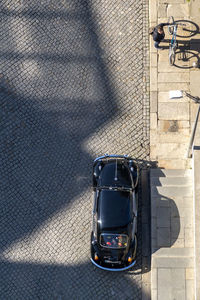 High angle view of bicycle on floor