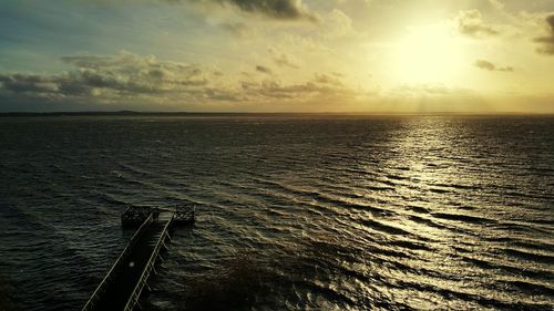 Scenic view of sea at sunset