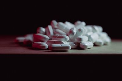 Close-up of medicines on table
