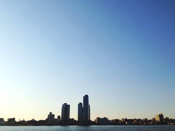 City skyline at dusk