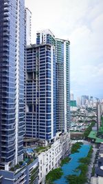 Modern buildings in city against sky