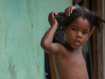 Portrait of shirtless boy