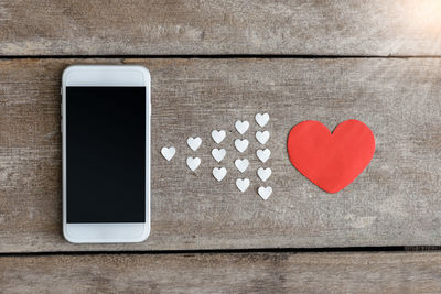 Directly above shot of heart shape on table