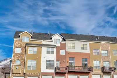 Low angle view of residential building against sky