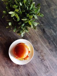High angle view of breakfast on table