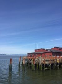 Scenic view of sea against blue sky