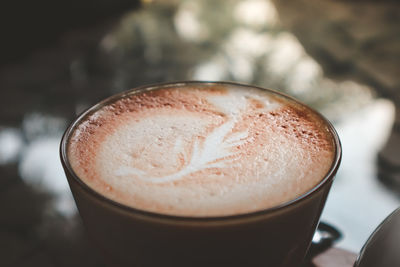 High angle view of cappuccino