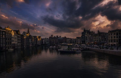 Scenic view of river against sky during sunset