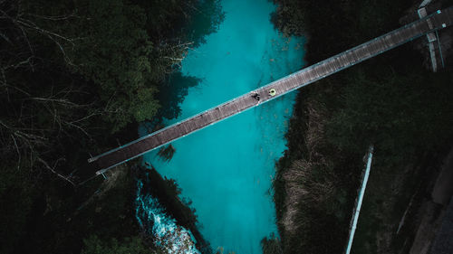 High angle view of swimming pool by river