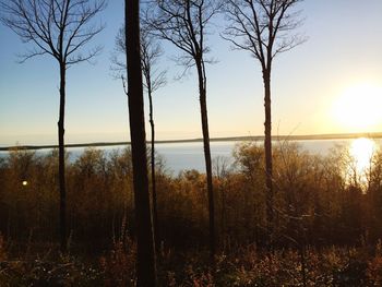Scenic view of sea against sky at sunset