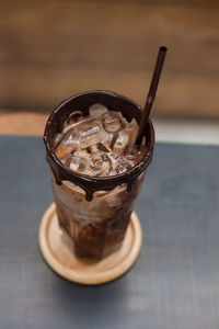 Close-up of ice cream on table