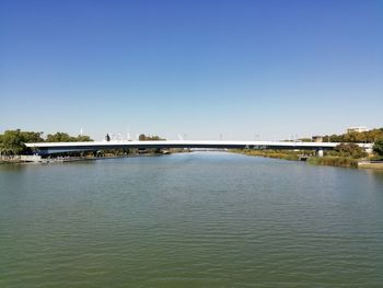 Bridge over river against clear sky