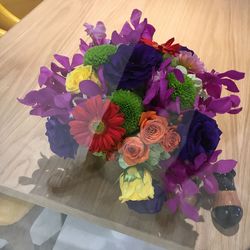 High angle view of flower bouquet