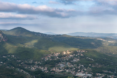 High angle view of townscape against sky