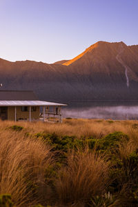 Scenic view of mountains against clear sky