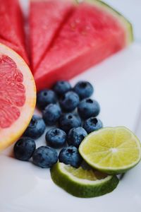 High angle view of fruits on table