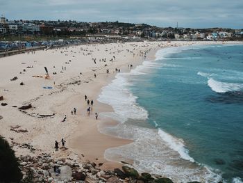 High angle view of people on beach