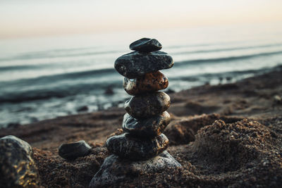 Stack of stones on shore