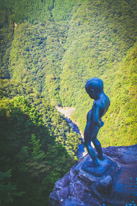 Close-up of statue against trees