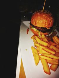 Close-up of served food on table