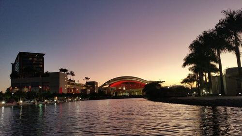 View of built structures against clear sky