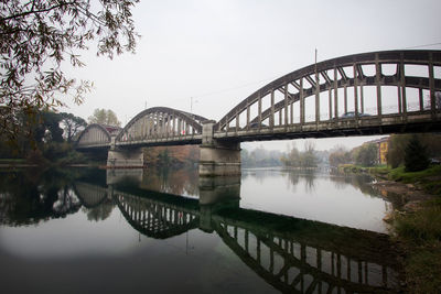 Bridge over river against sky