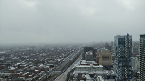 High angle view of cityscape against sky