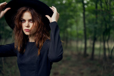 Young woman wearing hat