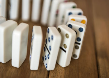 Close-up of dominos on table