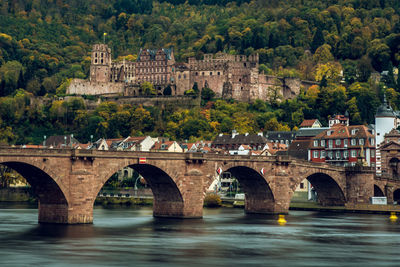 Arch bridge over river