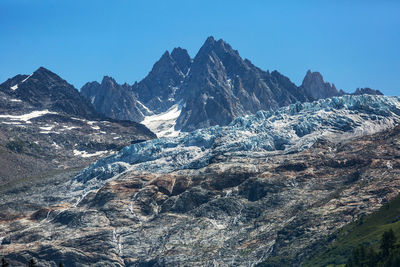 Scenic view of mountains against clear sky