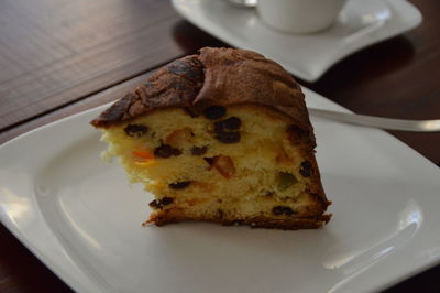 Close-up of cake slice on plate