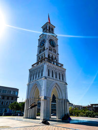 Low angle view of building against blue sky