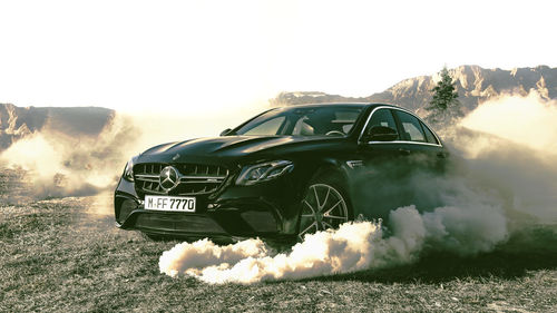 View of car on land against sky